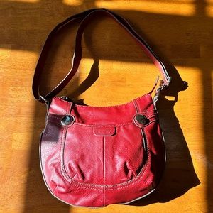 Red Leather Relic Cross Body Bag